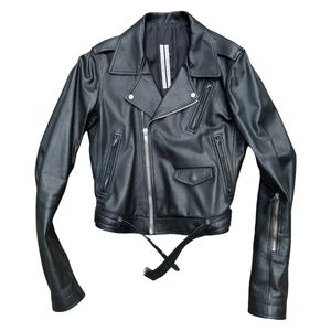 Rick Owens Phlegethon SS21 Lukes Stooges Cropped Leather Biker Jacket Sz: 50